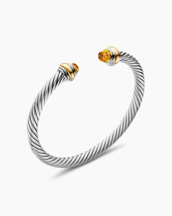 Classic Cable Bracelet in Sterling Silver with 14K Yellow Gold, 5mm