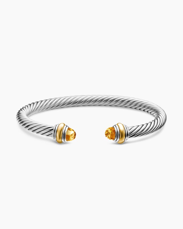 Classic Cable Bracelet in Sterling Silver with 14K Yellow Gold, 5mm