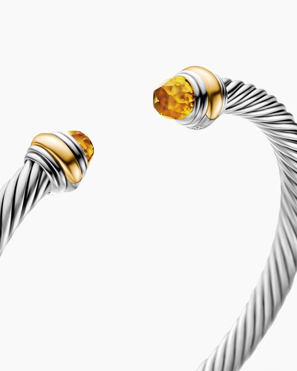 Classic Cable Bracelet in Sterling Silver with 14K Yellow Gold, 5mm