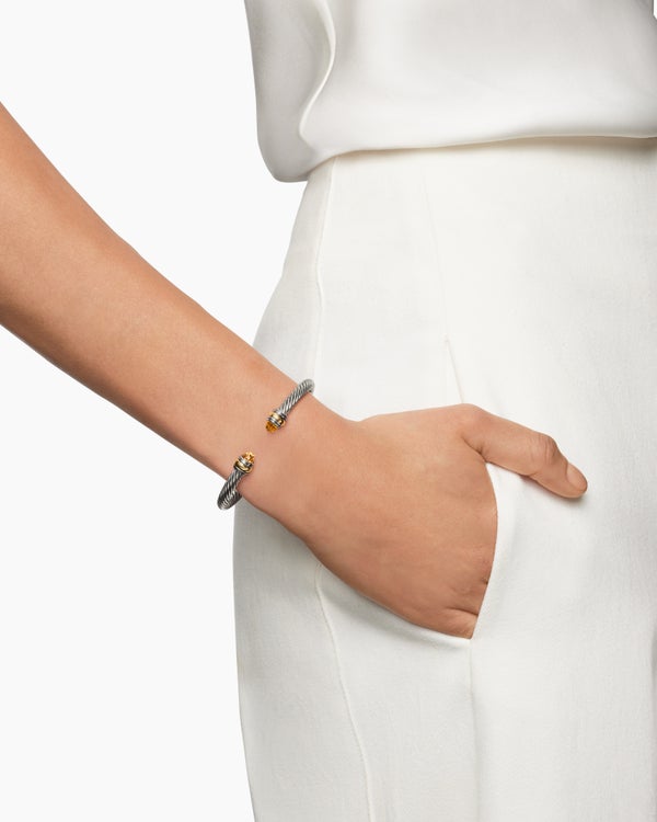 Classic Cable Bracelet in Sterling Silver with 14K Yellow Gold, 5mm