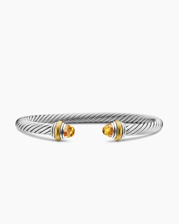 Classic Cable Bracelet in Sterling Silver with 14K Yellow Gold, 5mm