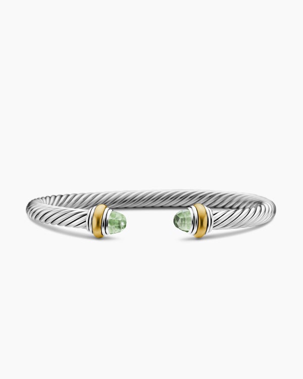 Classic Cable Bracelet in Sterling Silver with 14K Yellow Gold, 5mm