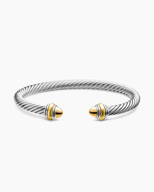 Classic Cable Bracelet in Sterling Silver with 14K Yellow Gold, 5mm