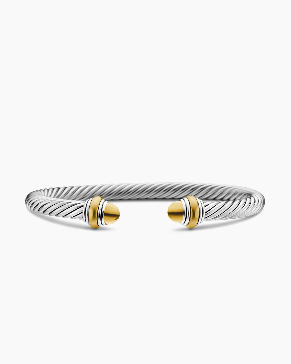 Womens Classic Cable Bracelet in Sterling Silver with 14K Yellow Gold, 5mm