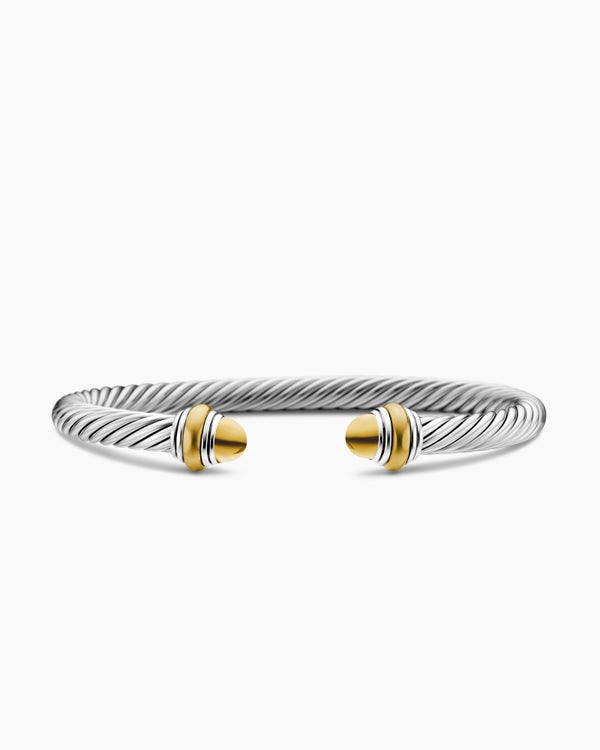 Classic Cable Bracelet in Sterling Silver with 14K Yellow Gold, 5mm