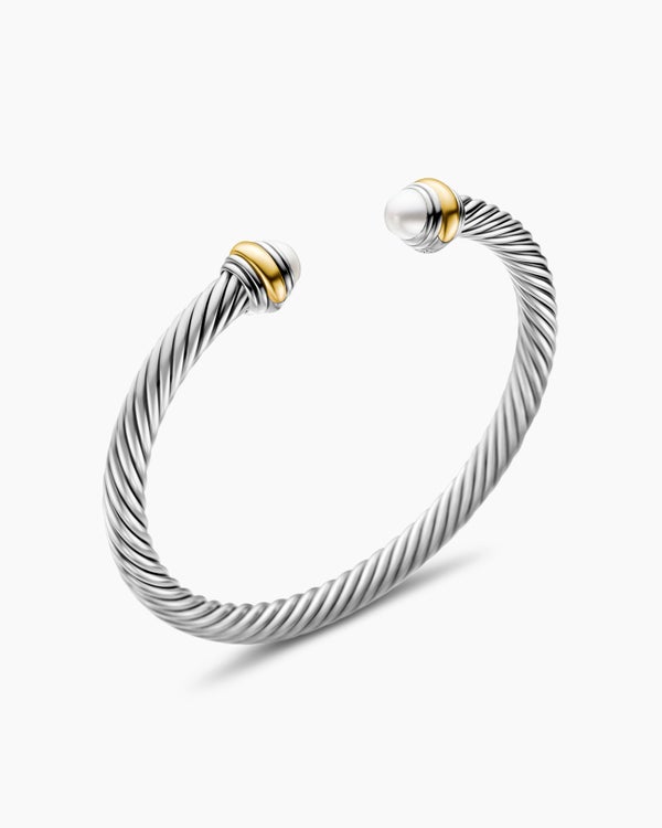 Classic Cable Bracelet in Sterling Silver with 14K Yellow Gold, 5mm