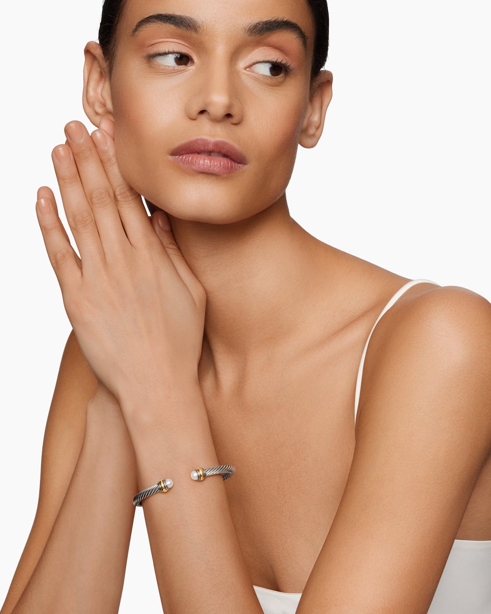 Bracelet Classic Cable en argent massif avec or jaune 14 carats, 5 mm femme