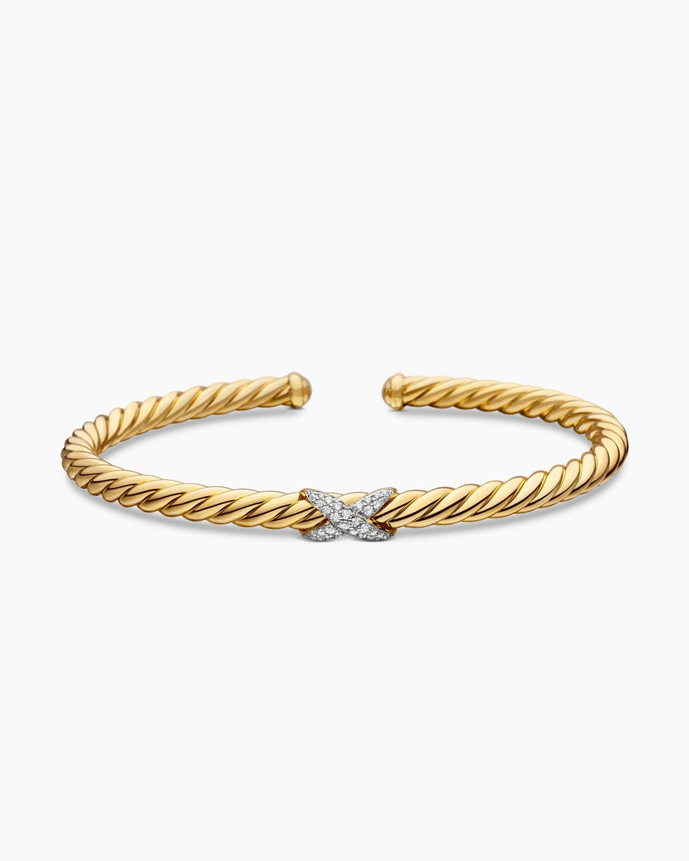 Bracelet X à trois motifs Cablespira en or jaune 18 carats et diamants, 4 mm femme