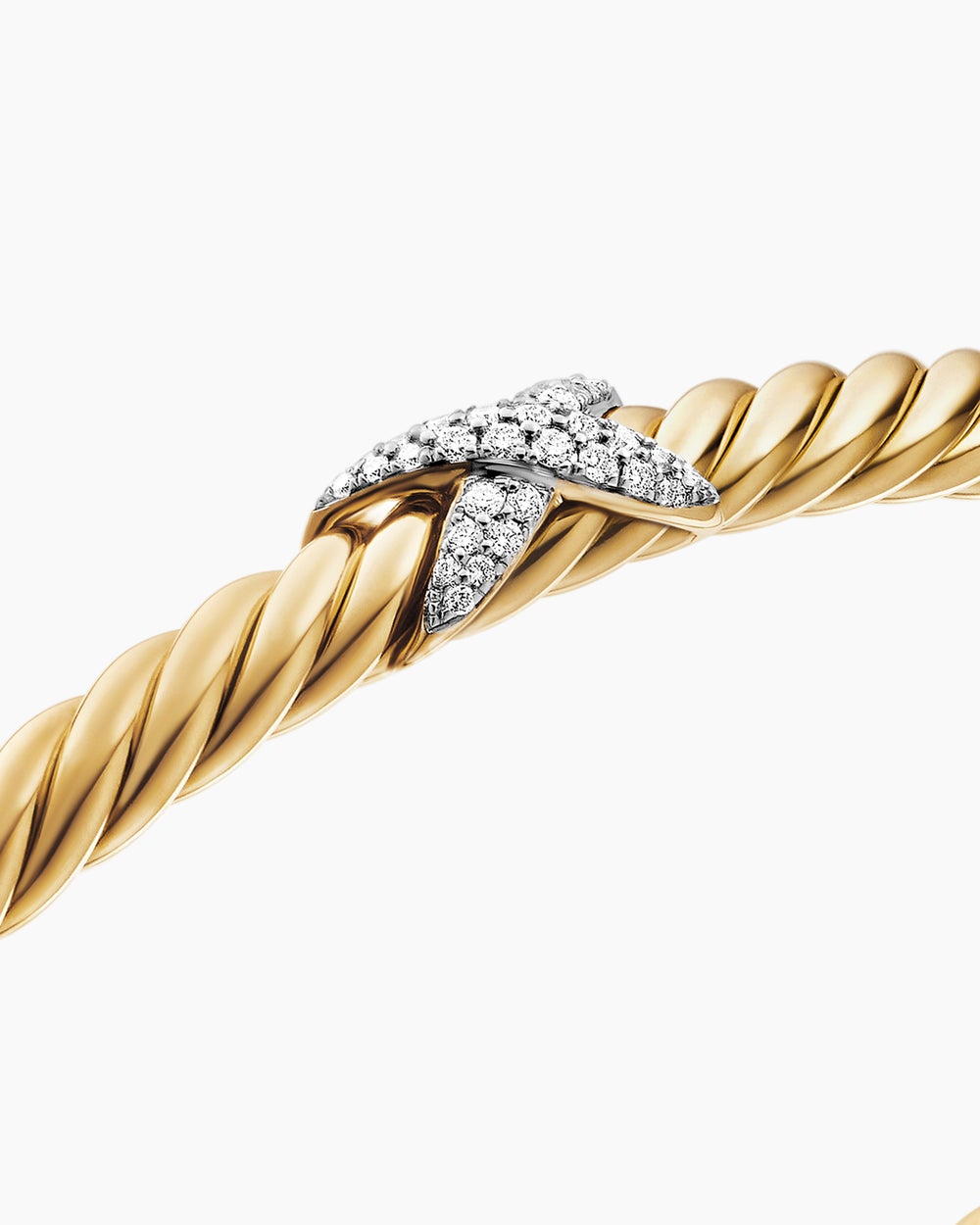 Bracelet X à trois motifs Cablespira en or jaune 18 carats et diamants, 4 mm femme