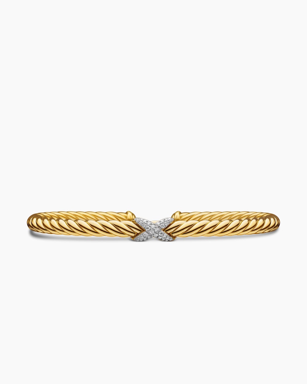 Bracelet X à trois motifs Cablespira en or jaune 18 carats et diamants, 4 mm femme