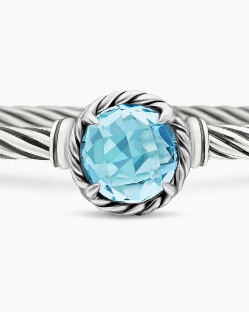 Womens Petite Chatelaine® Bracelet in Sterling Silver with Blue Topaz, 3mm