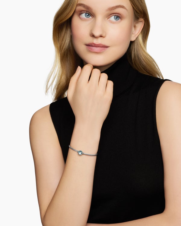 Petite Chatelaine® Bracelet in Sterling Silver with Blue Topaz, 3mm