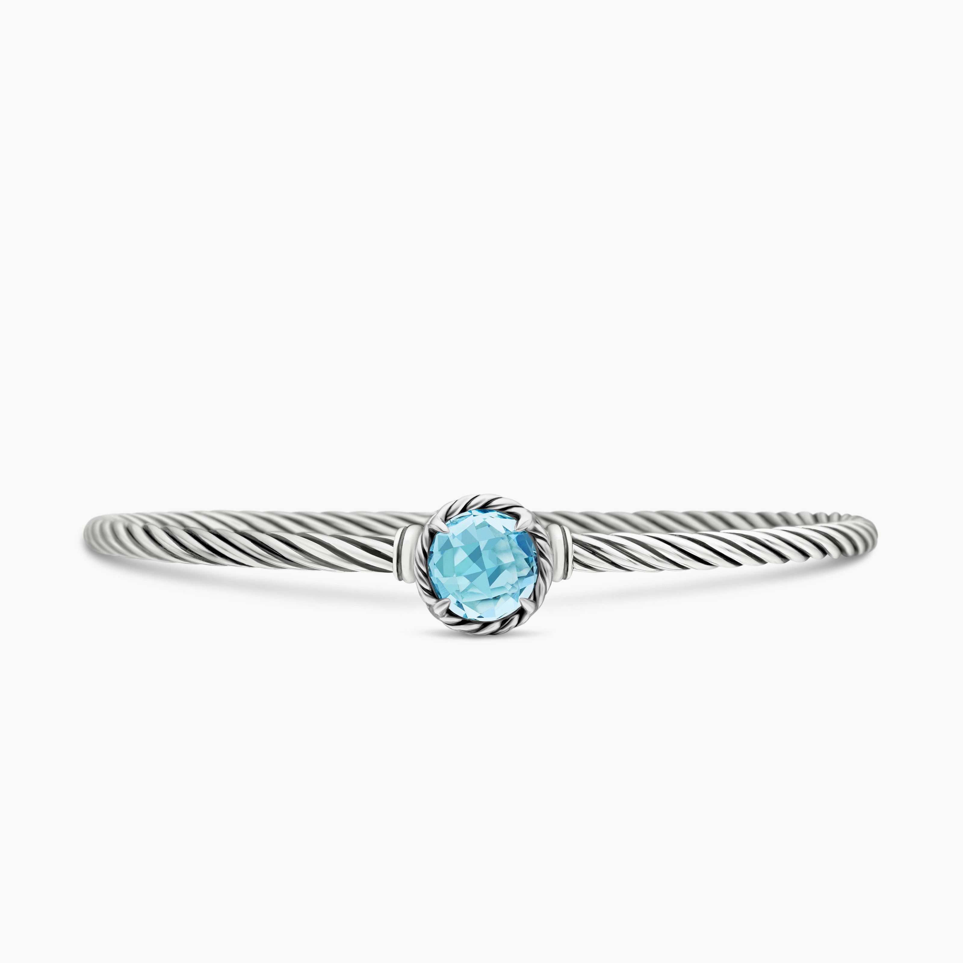 Womens Petite Chatelaine&reg; Bracelet in Sterling Silver with Blue Topaz, 3mm