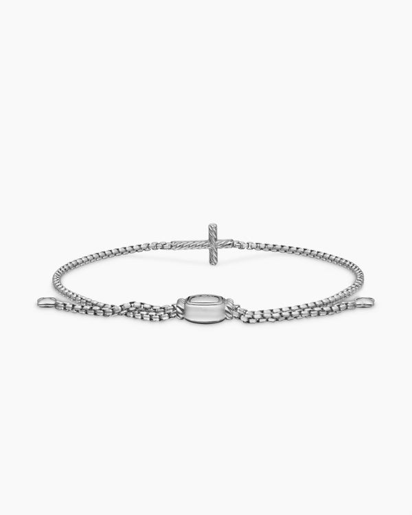 Petite Pavé Cross Chain Bracelet in Sterling Silver with Diamonds, 1.7mm