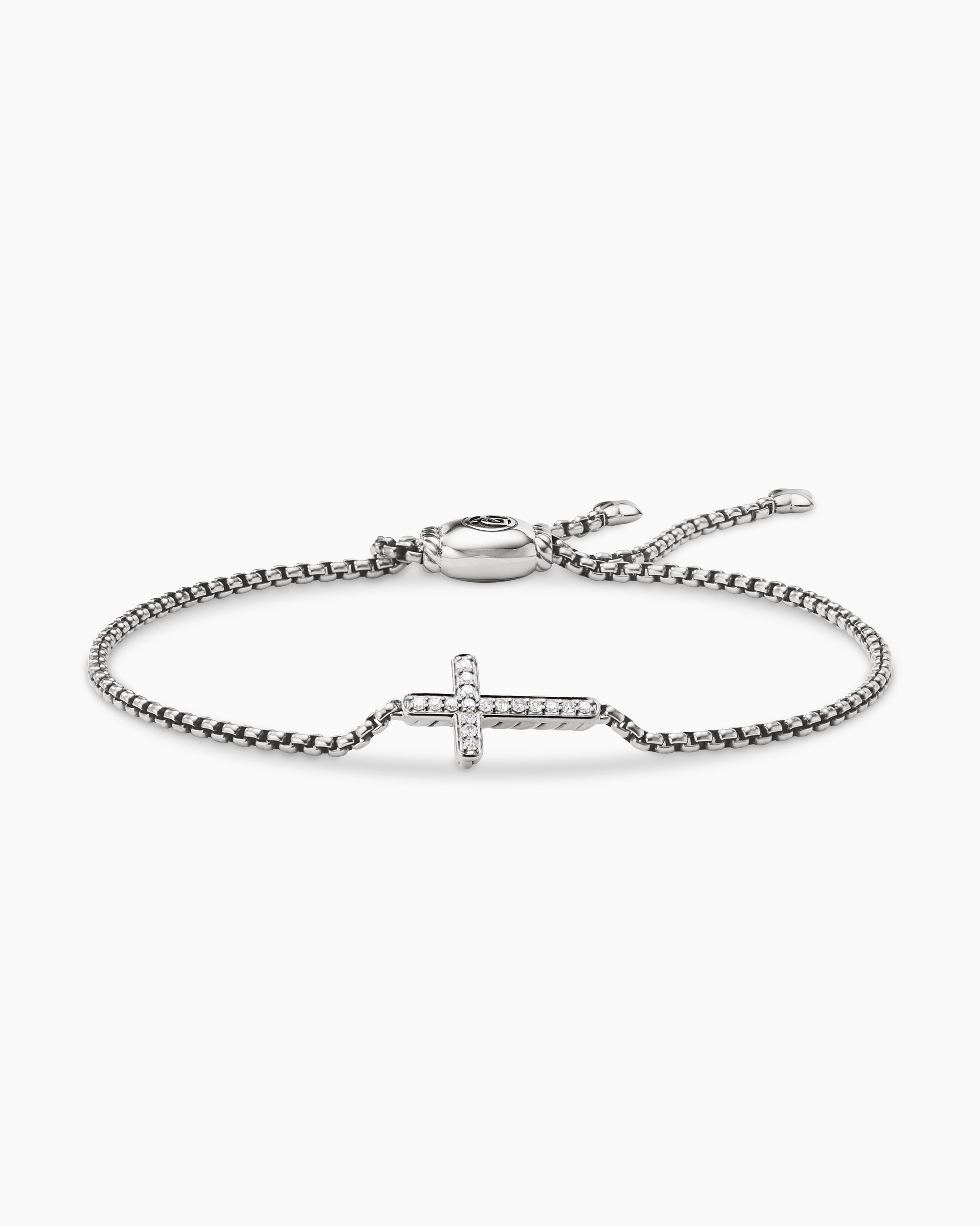 David Yurman Sterling Silver 14k Gold & Diamond Crossover Ladies Bracelet  Size M | eBay