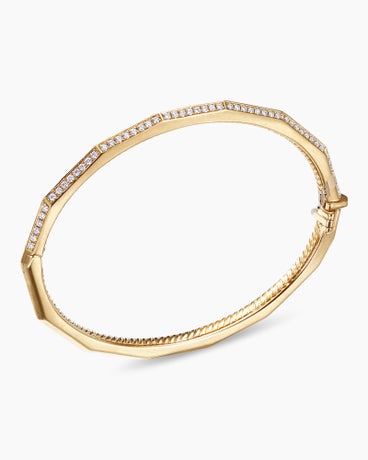Stax Faceted Bracelet in 18K Yellow Gold with Diamonds, 3mm