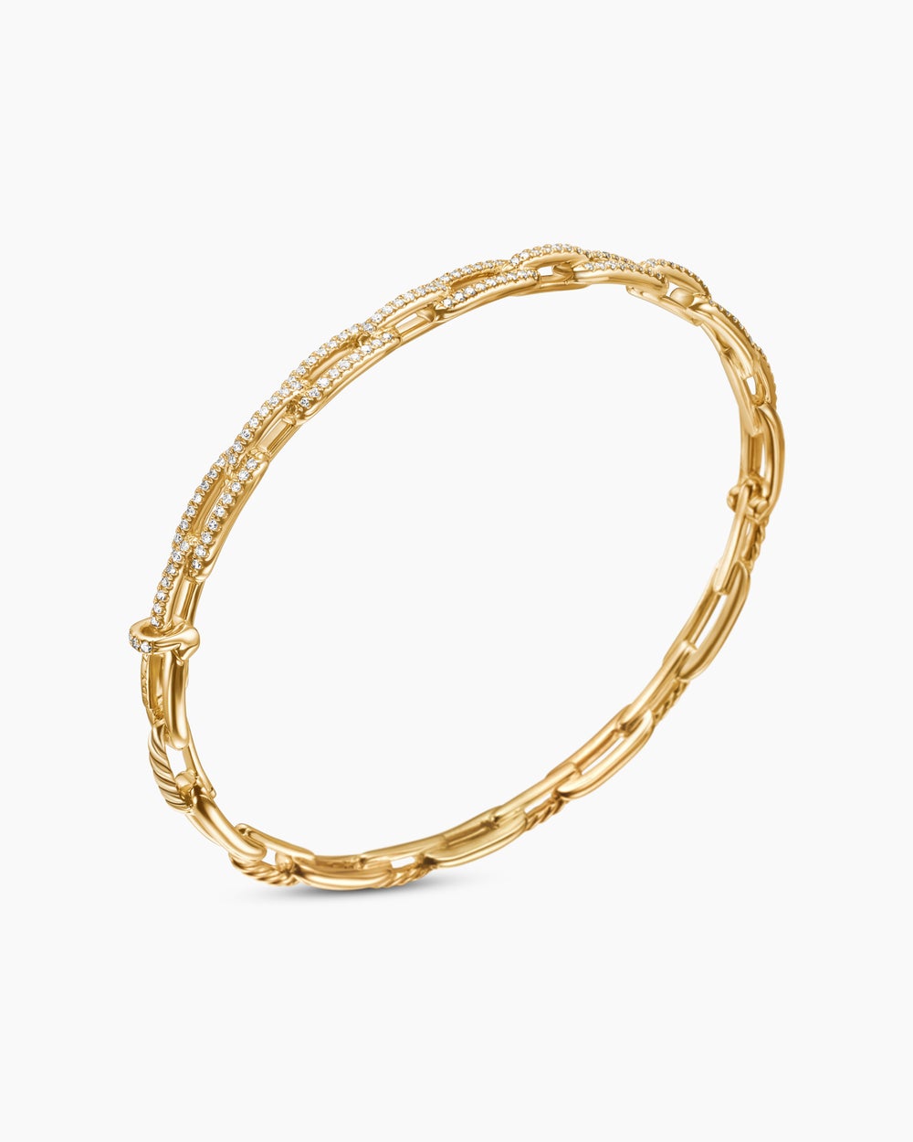 Womens Stax Chain Link Bracelet in 18K Yellow Gold with Diamonds, 4mm