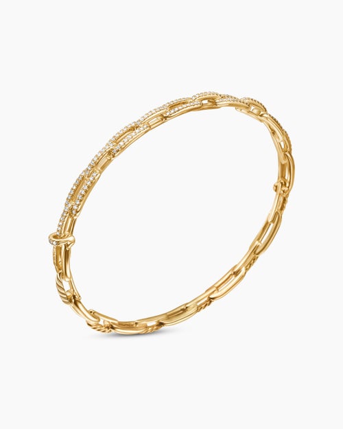 Womens Stax Chain Link Bracelet in 18K Yellow Gold with Diamonds, 4mm