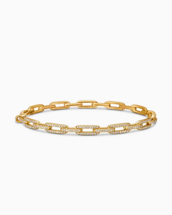 Stax Chain Link Bracelet in 18K Yellow Gold with Diamonds, 4mm