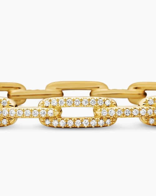 Womens Stax Chain Link Bracelet in 18K Yellow Gold with Diamonds, 4mm