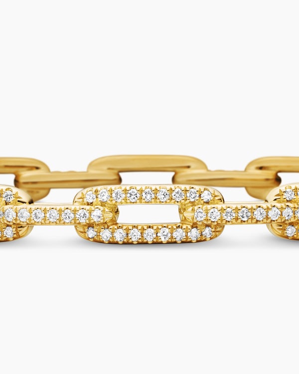 Stax Chain Link Bracelet in 18K Yellow Gold with Diamonds, 4mm