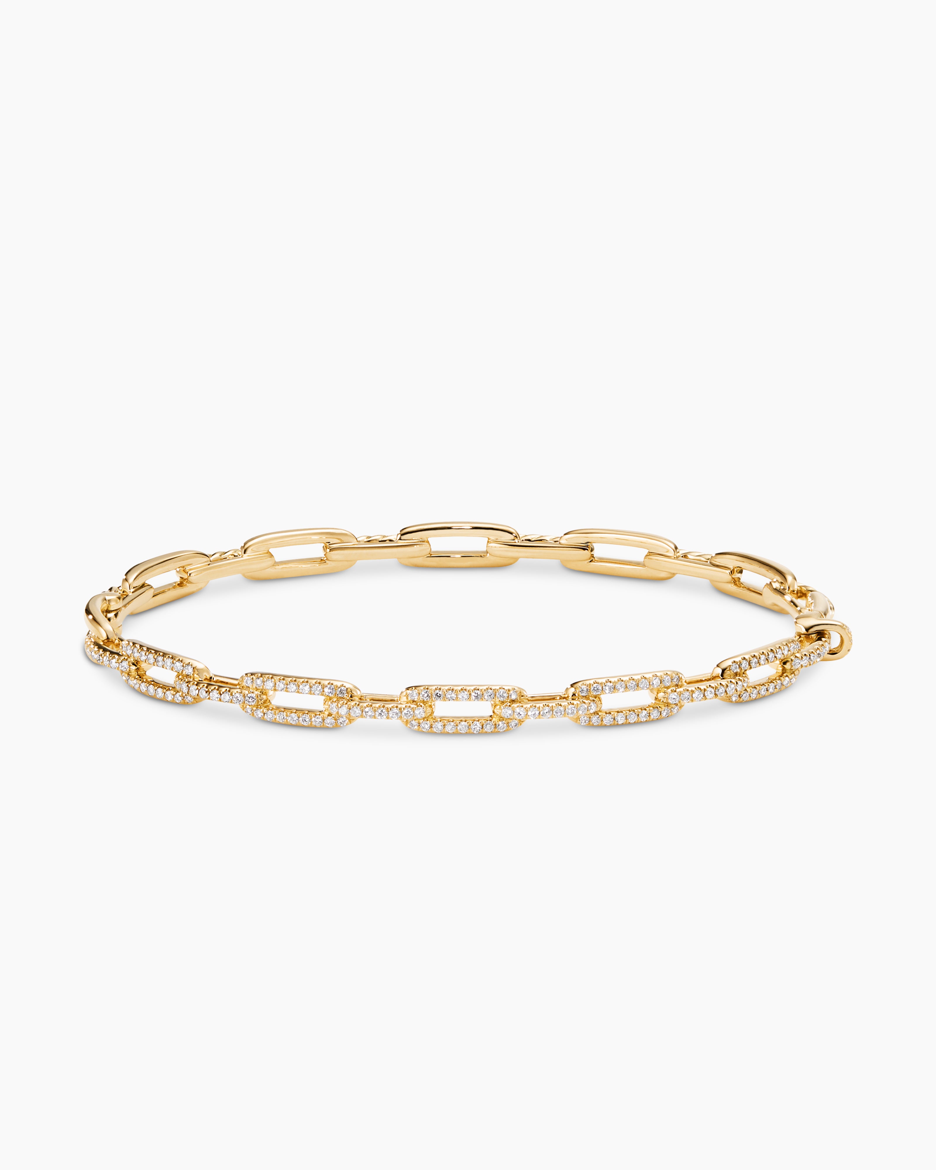 David Yurman Stax Chain Link Bracelet with Diamonds in 18K Gold