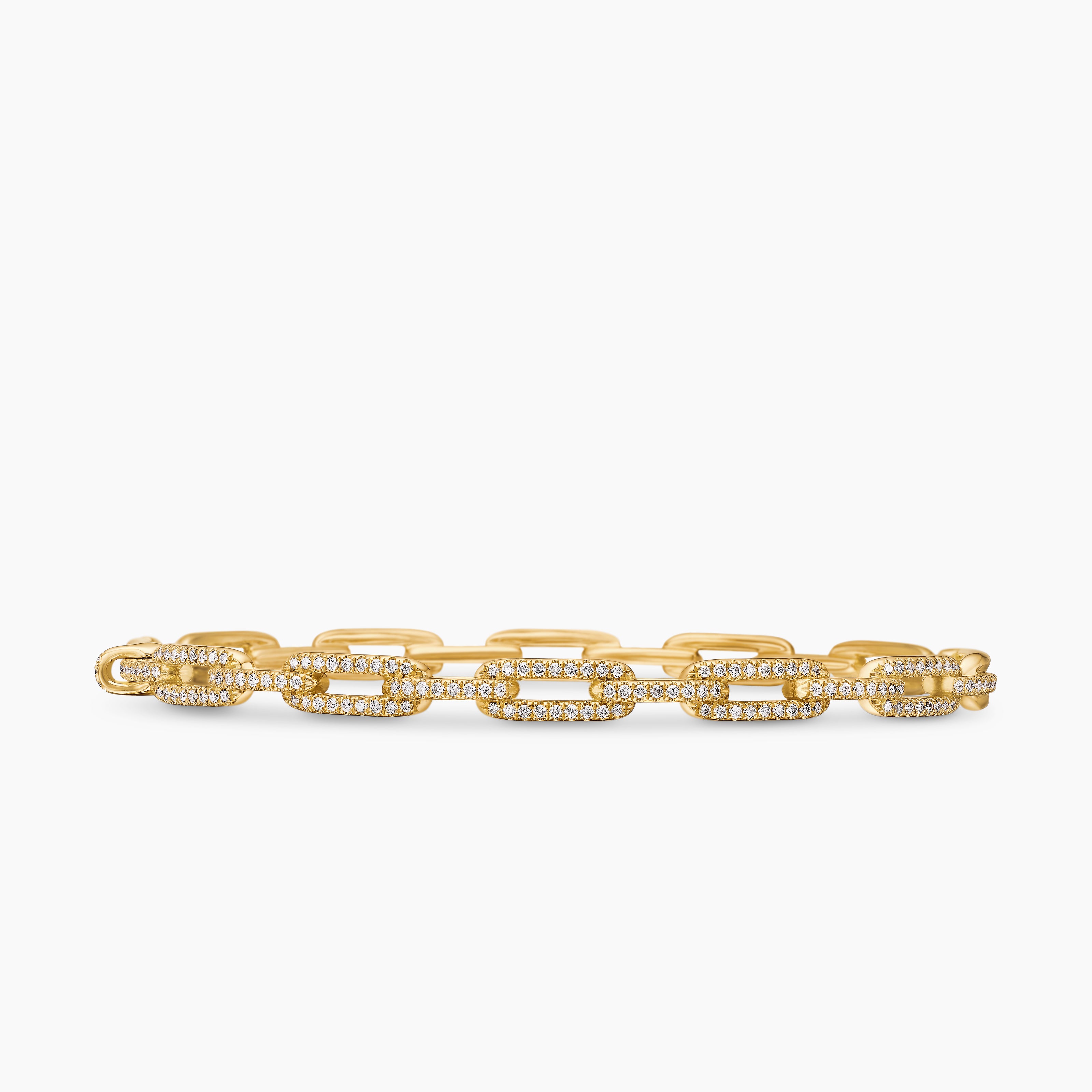 Womens Stax Chain Link Bracelet in 18K Yellow Gold with Diamonds, 4mm