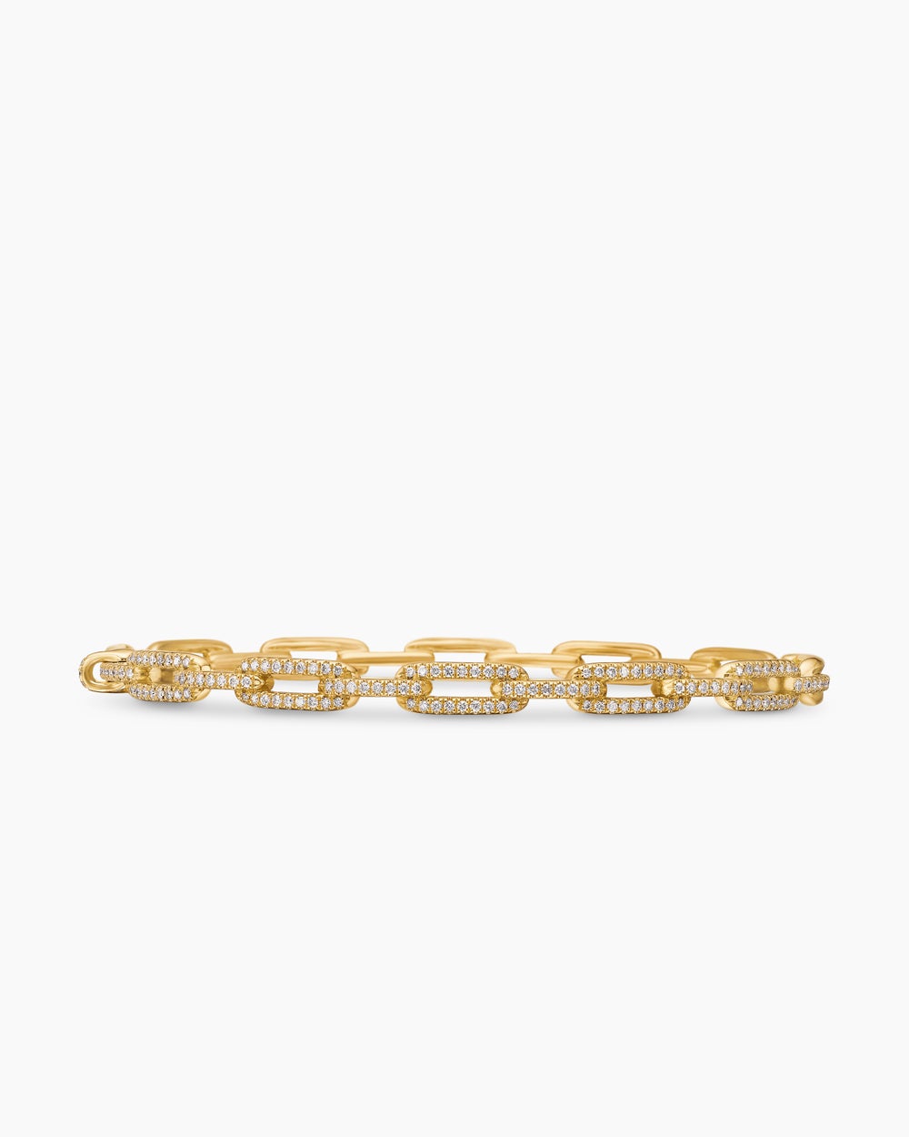 Womens Stax Chain Link Bracelet in 18K Yellow Gold with Diamonds, 4mm