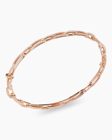 Stax Chain Link Bracelet in 18K Rose Gold with Diamonds, 4mm