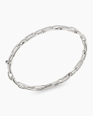 Stax Chain Link Bracelet in 18K White Gold with Diamonds, 4mm