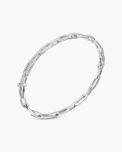 Womens Stax Chain Link Bracelet in 18K White Gold with Diamonds, 4mm