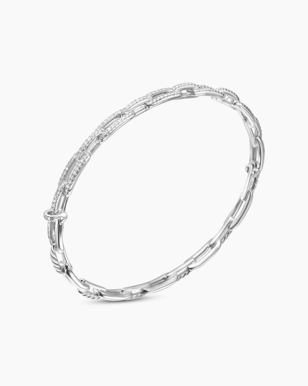 Stax Chain Link Bracelet in 18K White Gold with Diamonds, 4mm