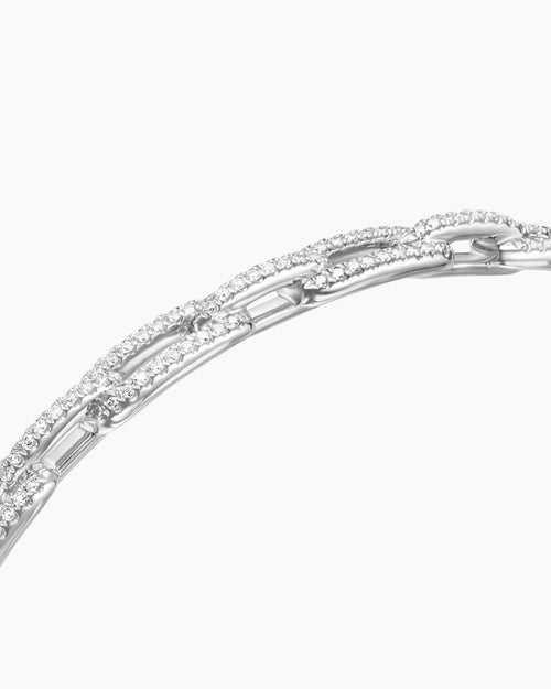 Womens Stax Chain Link Bracelet in 18K White Gold with Diamonds, 4mm