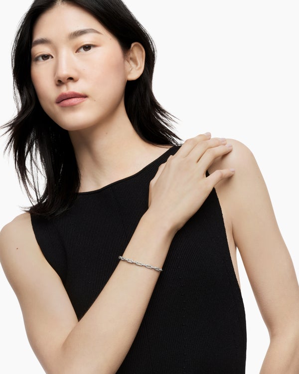 Stax Chain Link Bracelet in 18K White Gold with Diamonds, 4mm