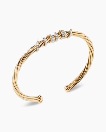Helena Center Station Bracelet in 18K Yellow Gold with Diamonds, 4mm