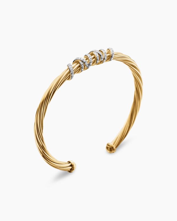 Helena Center Station Bracelet in 18K Yellow Gold with Diamonds, 4mm