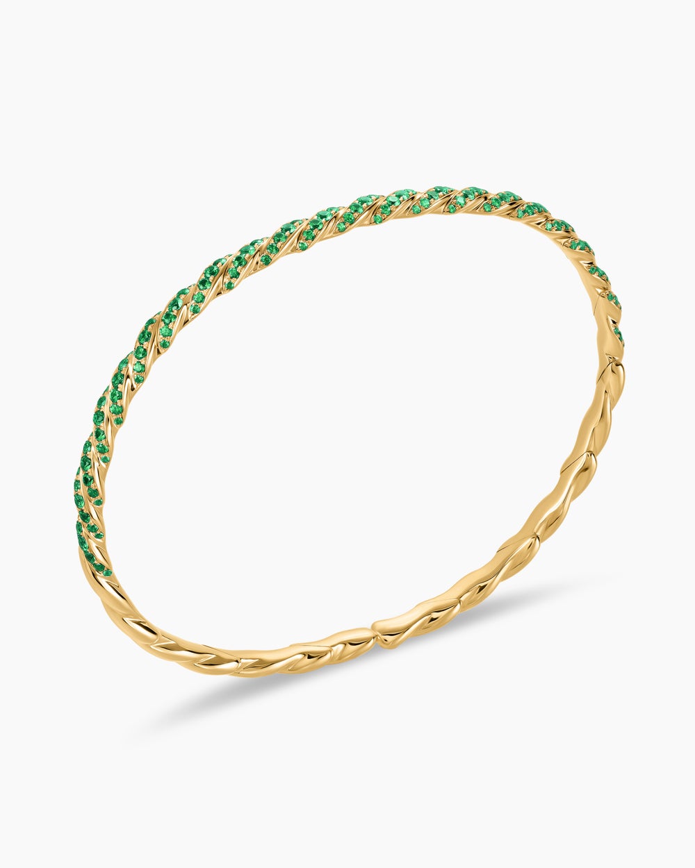 Womens Sculpted Cable Flex Bracelet in 18K Yellow Gold, 3.5mm