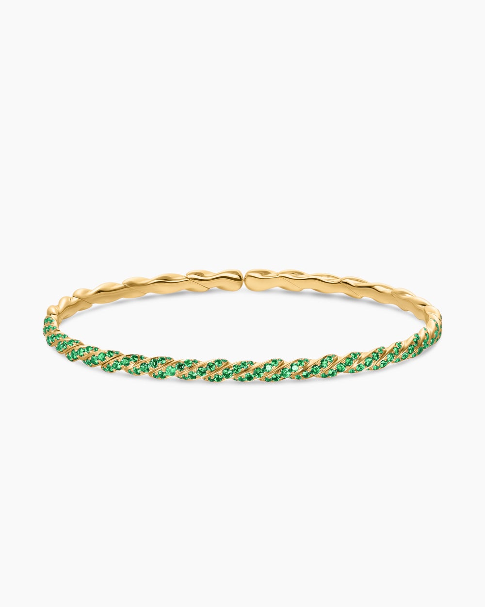 Womens Sculpted Cable Flex Bracelet in 18K Yellow Gold, 3.5mm