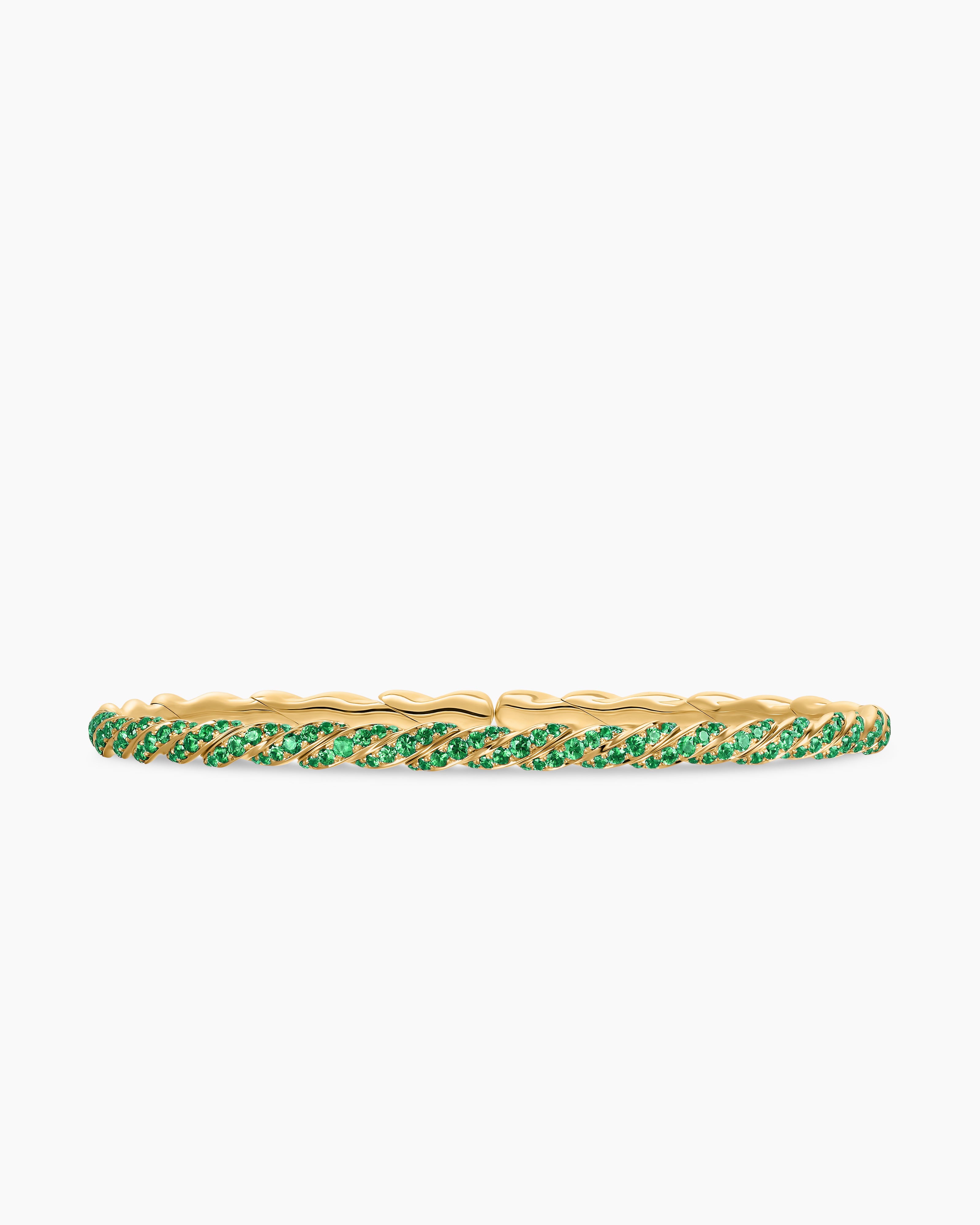 Womens Sculpted Cable Flex Bracelet in 18K Yellow Gold, 3.5mm