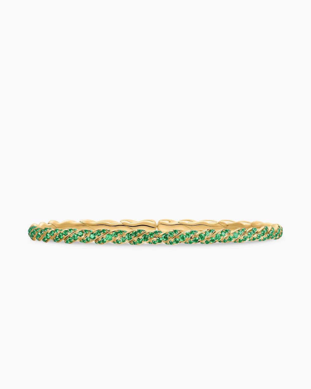 Womens Sculpted Cable Flex Bracelet in 18K Yellow Gold, 3.5mm