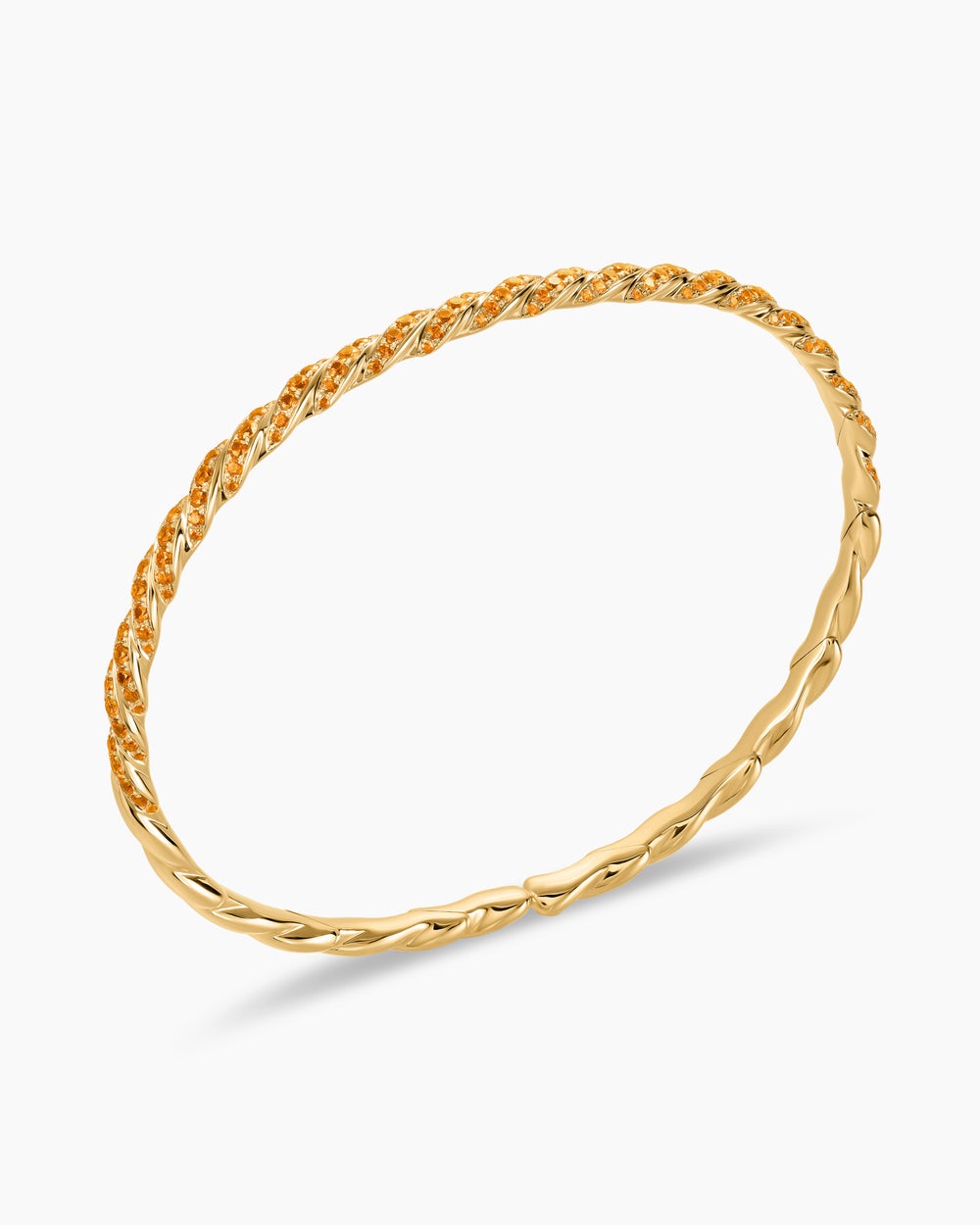 Womens Sculpted Cable Flex Bracelet in 18K Yellow Gold, 3.5mm