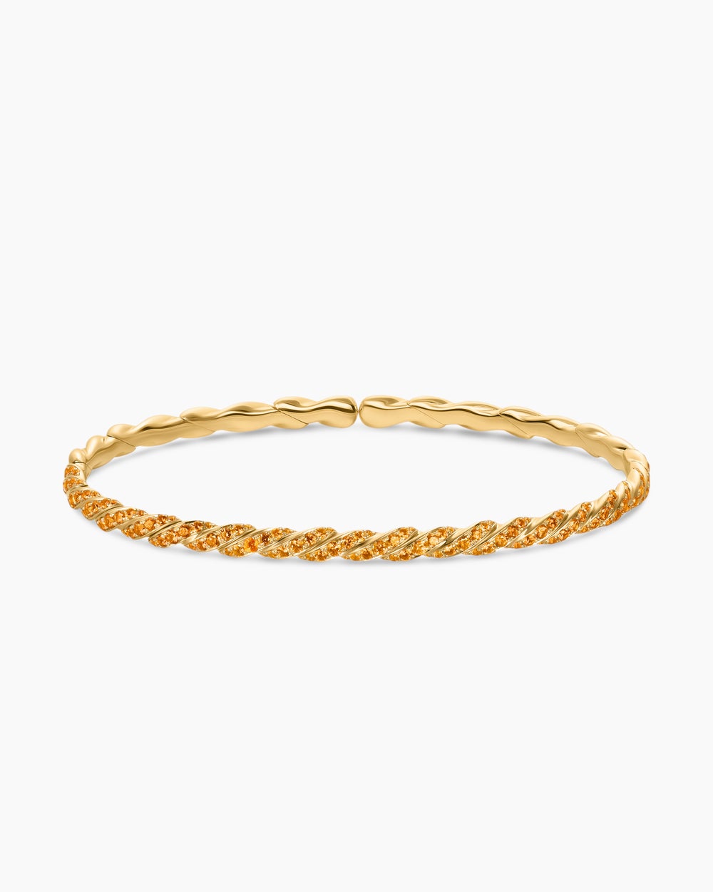 Womens Sculpted Cable Flex Bracelet in 18K Yellow Gold, 3.5mm