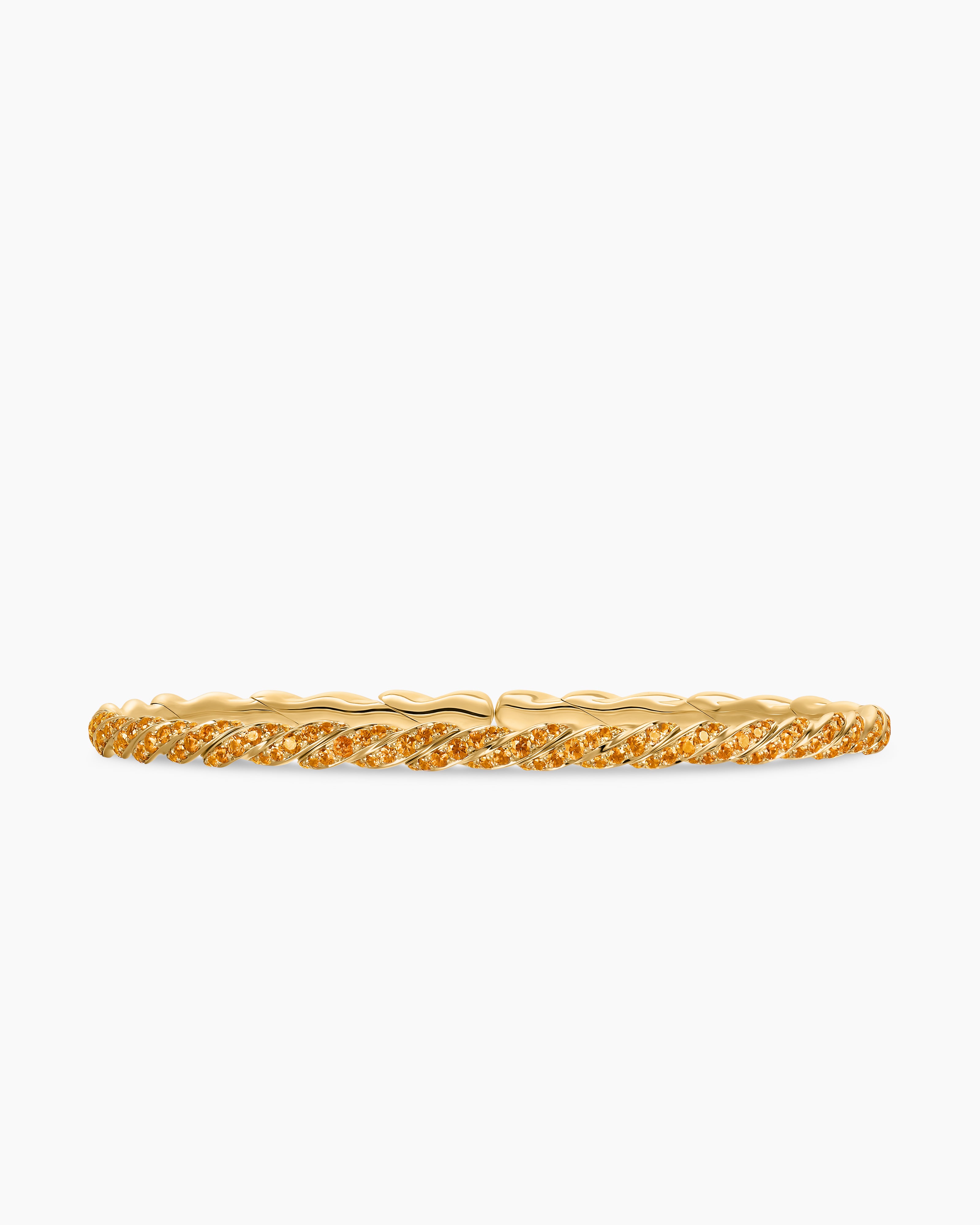 Womens Sculpted Cable Flex Bracelet in 18K Yellow Gold, 3.5mm