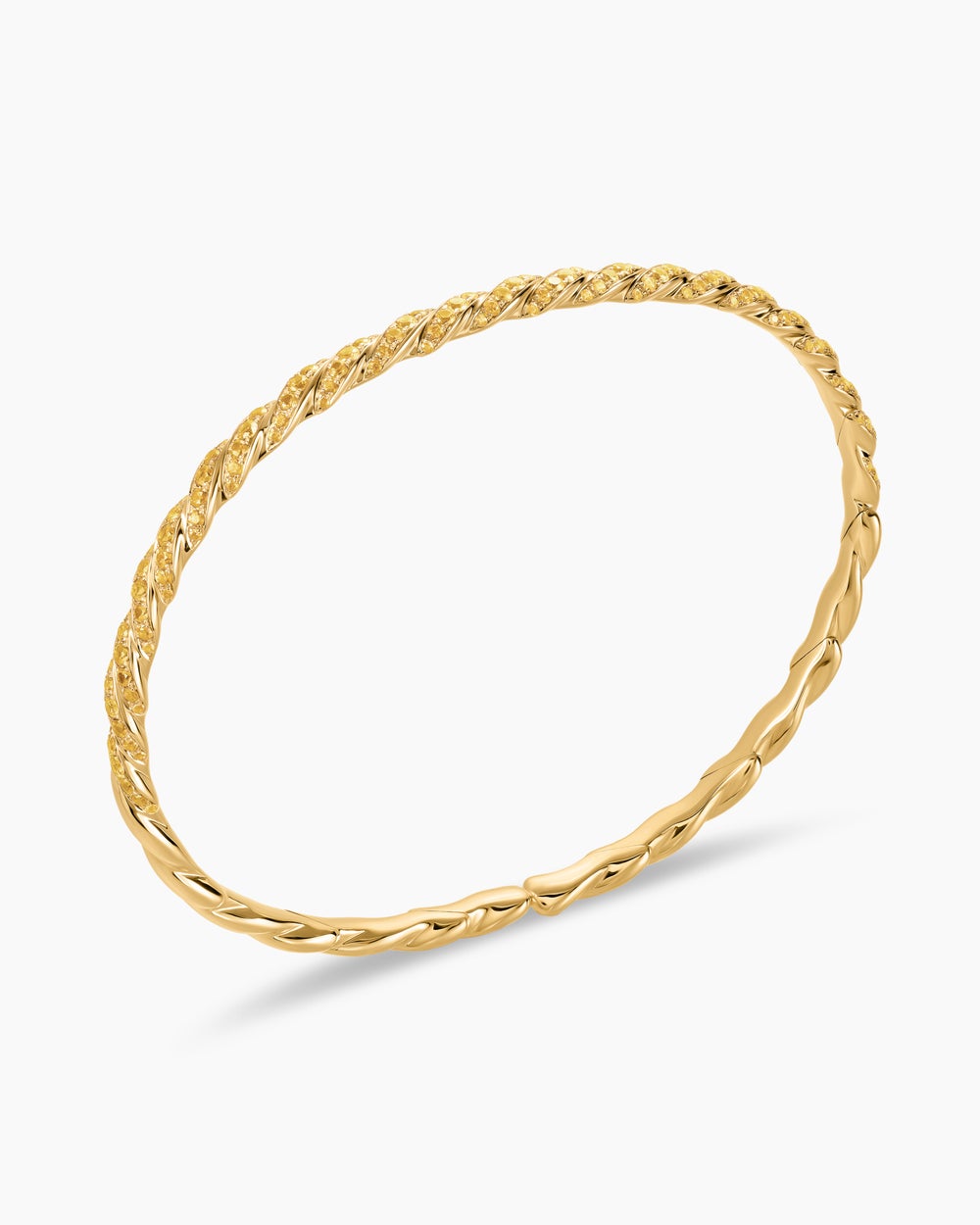 Womens Sculpted Cable Flex Bracelet in 18K Yellow Gold, 3.5mm