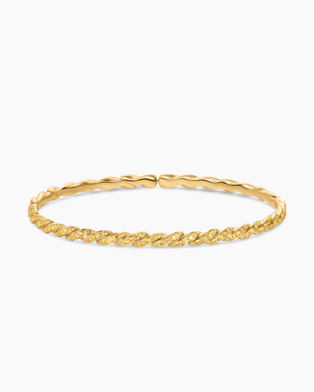 Womens Sculpted Cable Flex Bracelet in 18K Yellow Gold, 3.5mm