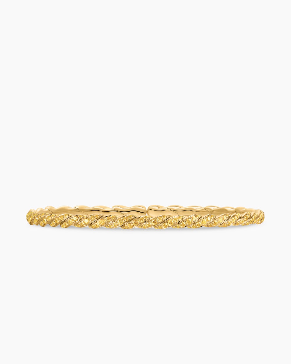 Womens Sculpted Cable Flex Bracelet in 18K Yellow Gold, 3.5mm