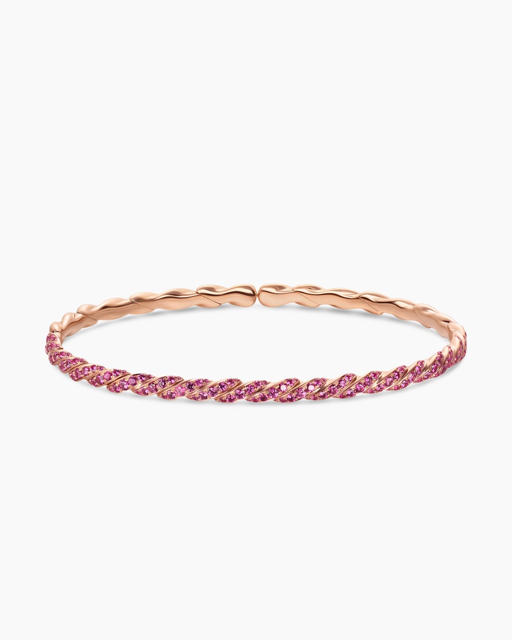 Womens Sculpted Cable Flex Bracelet in 18K Rose Gold, 3.5mm