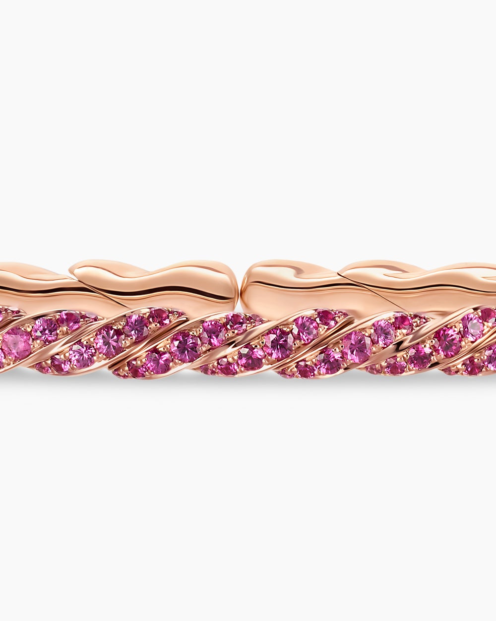 Womens Sculpted Cable Flex Bracelet in 18K Rose Gold, 3.5mm