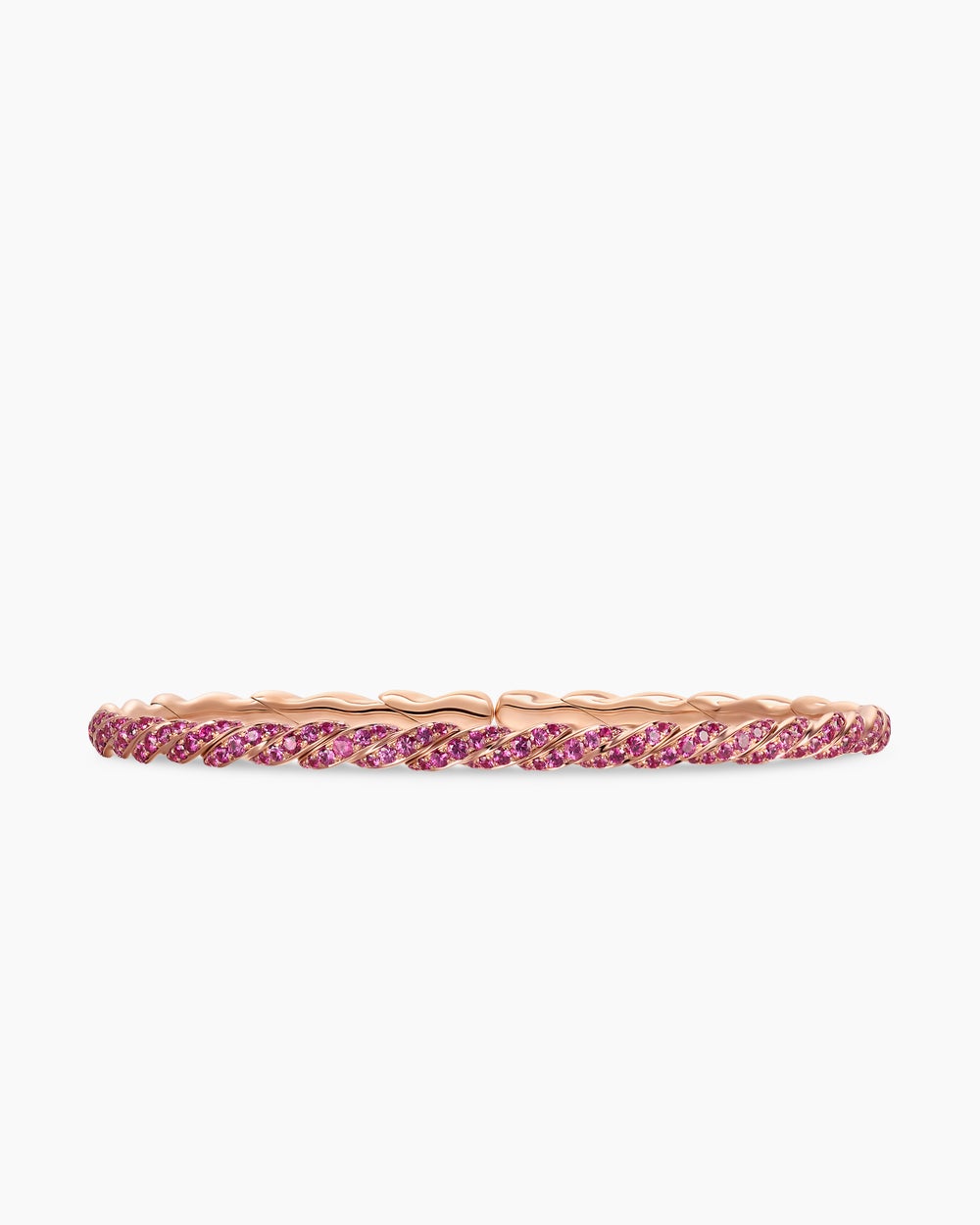 Womens Sculpted Cable Flex Bracelet in 18K Rose Gold, 3.5mm