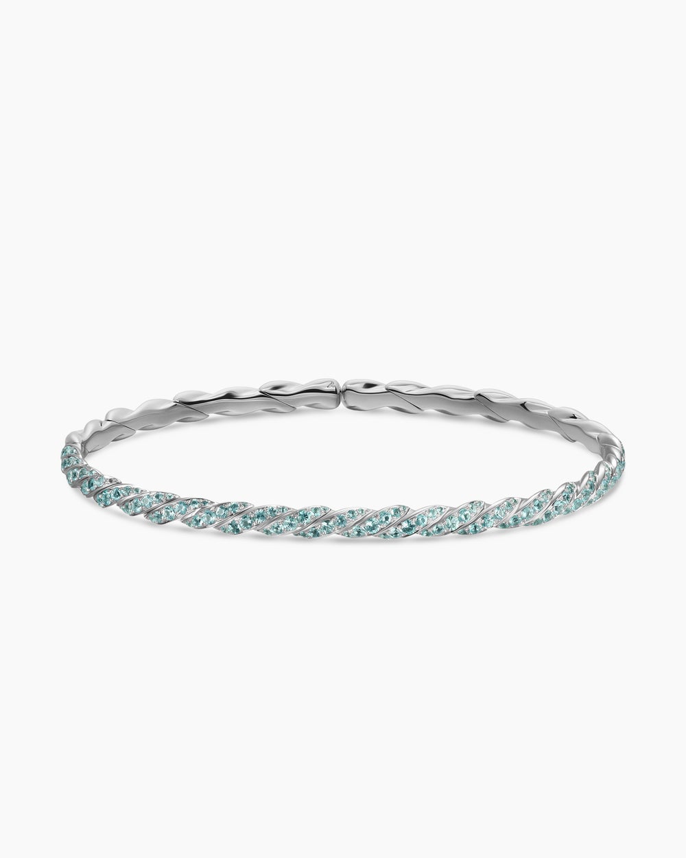 Womens Sculpted Cable Flex Bracelet in 18K White Gold, 3.5mm